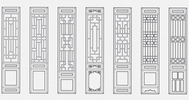 大涌镇常用中式仿古花窗图案隔断设计图